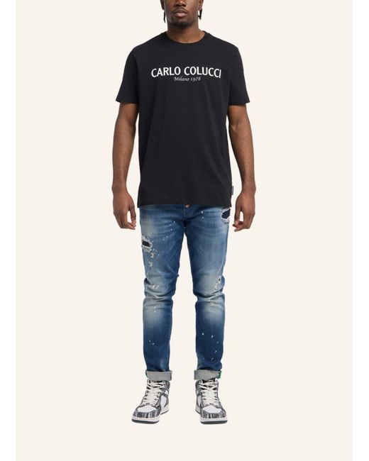 carlo colucci T-Shirt mit Logoprint DI COMUN in Black für Herren