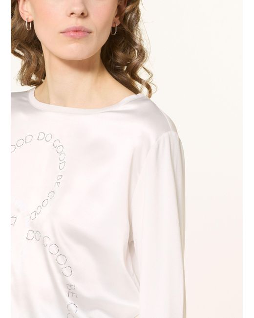 Monari Natural Longsleeve im Materialmix mit Schmucksteinen