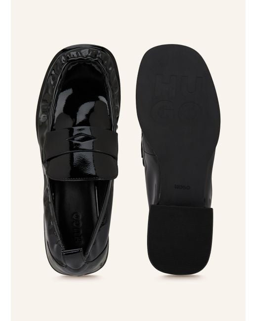 HUGO Black Lack-Loafer KIORA