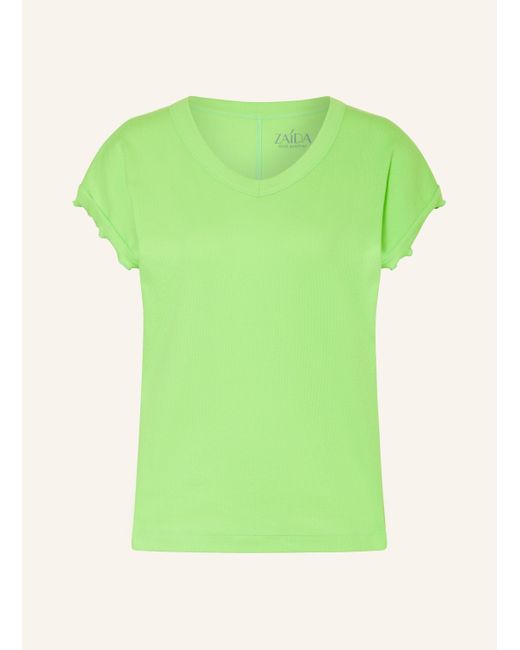 ZAÍDA Green T-Shirt mit Rüschen