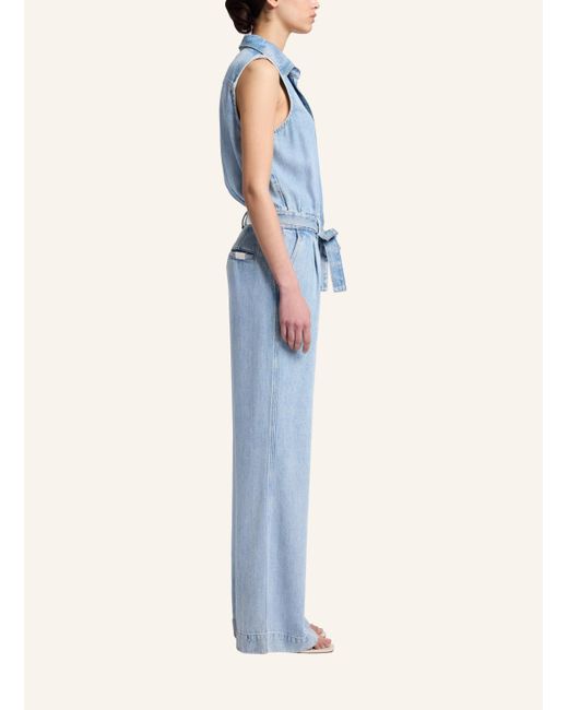 7 For All Mankind Blue PLEATED SLEEVELESS Jumpsuit