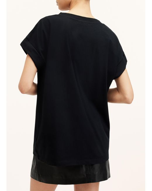 AllSaints Black T-Shirt mit Schmucksteinbesatz
