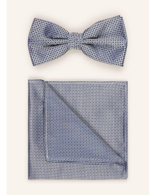 Prince BOWTIE Set: Fliege und Einstecktuch in Blue für Herren