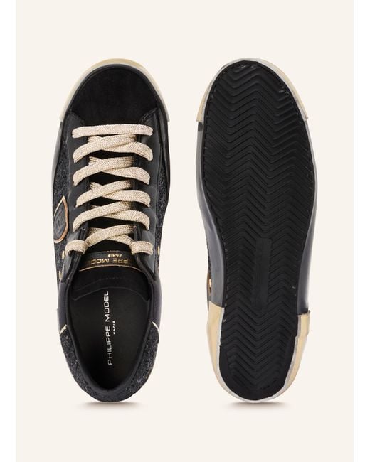 Philippe Model Black Sneaker mit Pailletten