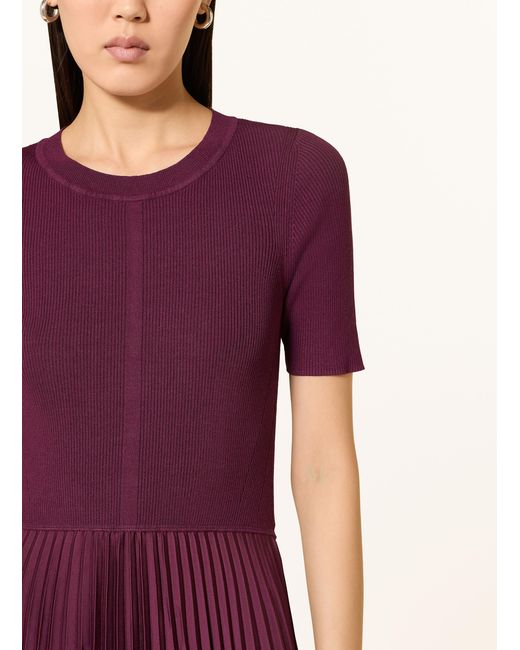 Boss Purple Kleid FADRIDI im Materialmix mit Plissees