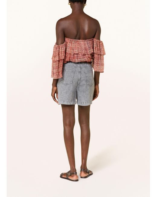 Ba&sh Pink Off-Shoulder-Top RUSH mit Rüschen