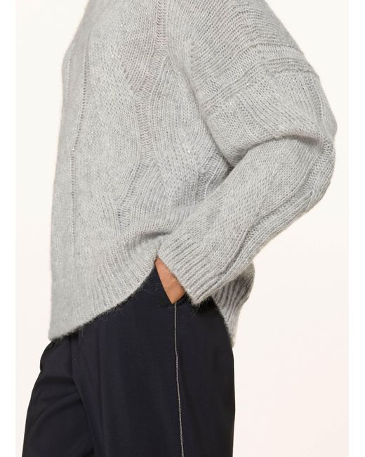 Peserico White Rollkragenpullover mit Alpaka und Pailletten