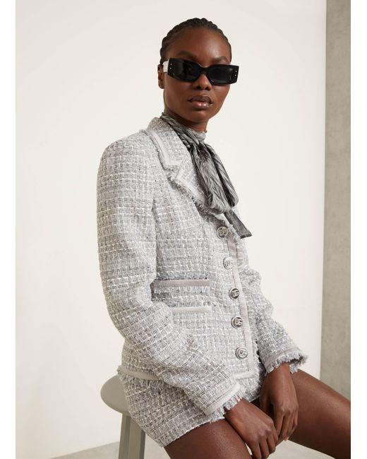 Dolce & Gabbana Gray Bouclé-Blazer mit Glitzergarn