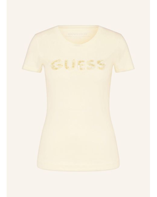 Guess Natural T-Shirt mit Schmucksteinen