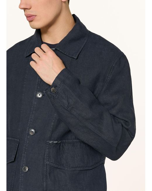 Closed Leinen-Overjacket in Blue für Herren
