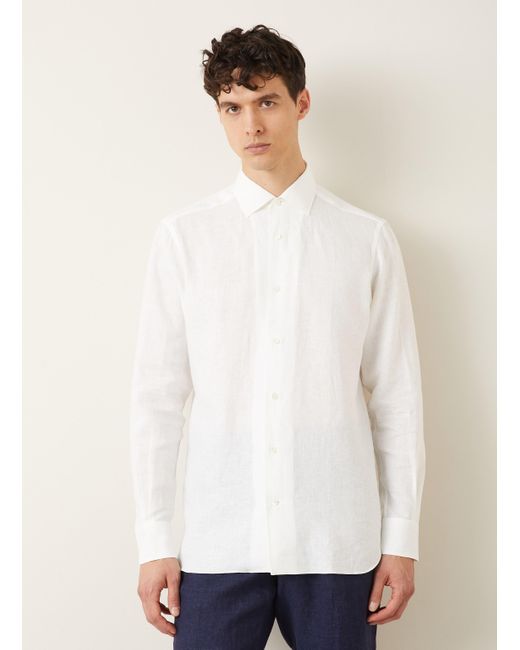 Zegna Leinenhemd Regular Fit in White für Herren