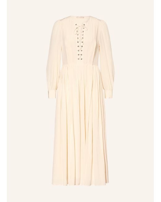 Ulla Johnson Natural Seidenkleid VERIA mit Plissees