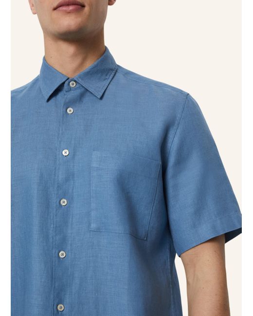 Marc O' Polo Kurzarm-Hemd Regular Fit aus Leinen in Blue für Herren