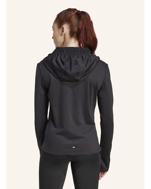 Adidas Blue OWN THE RUN WINTERIZED HOODIE MIT HALBEM REISSVERSCHLUSS