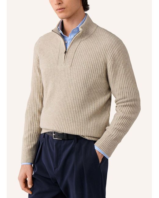 Hackett Pullover HIGHLAND STITCH HZIP in Natural für Herren