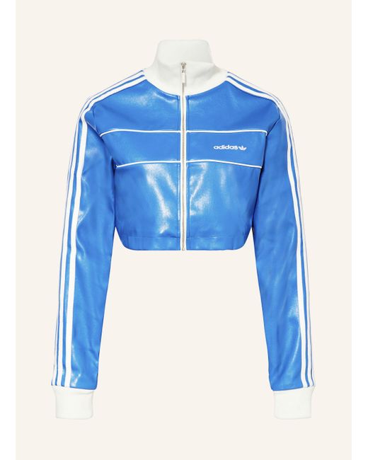 Adidas Originals Blue Cropped-Jacke in Lederoptik