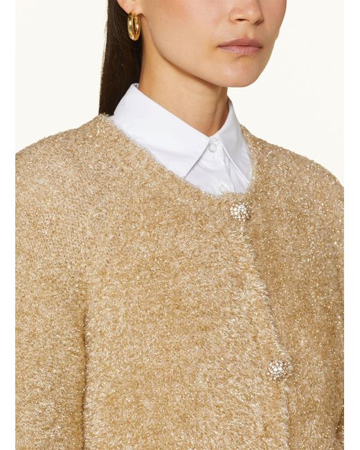 Riani Natural Strickjacke mit Glitzergarn und Schmucksteinen