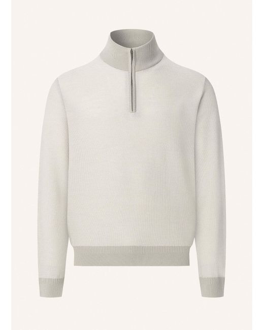 Hackett Pullover HONEYCOMB STITCH HZIP in White für Herren