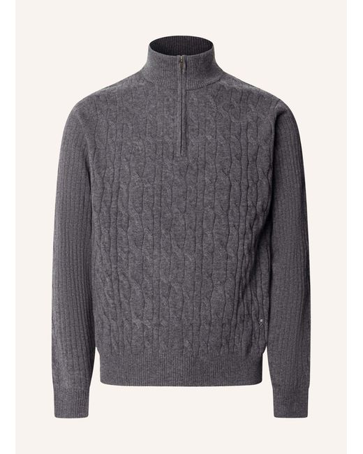 Hackett Pullover LAMBSWOOL CABLE HZIP in Gray für Herren