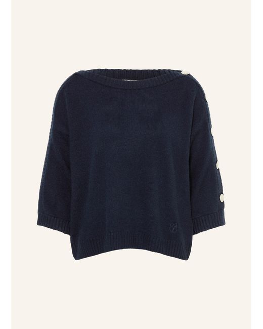 Ba&sh Blue Cashmere-Pullover mit 3/4-Arm