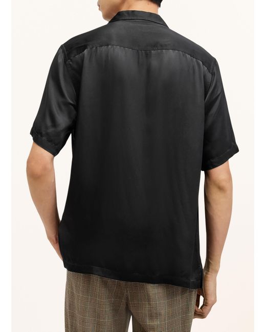 AllSaints Resorthemd AQUILA Relaxed Fit mit Stickereien in Black für Herren