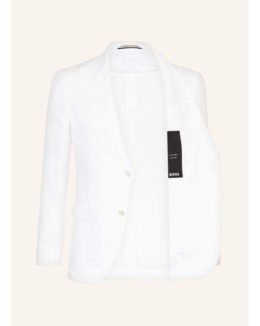 Boss Anzugsakko HUGE Slim Fit aus Leinen in White für Herren