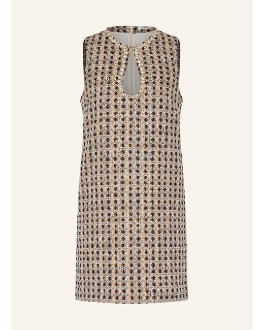 Sandro Natural Tweed-Kleid mit Schmucksteinen und Glitzergarn