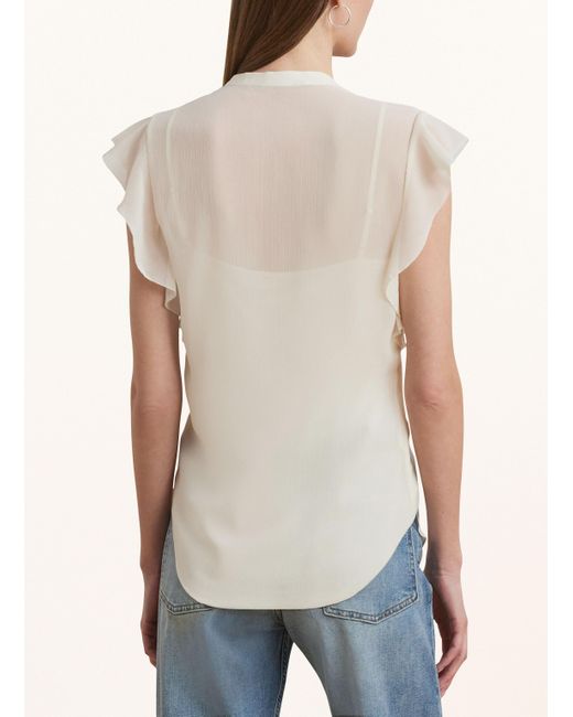 Ralph Lauren Natural Blusentop mit Schluppe und Volants