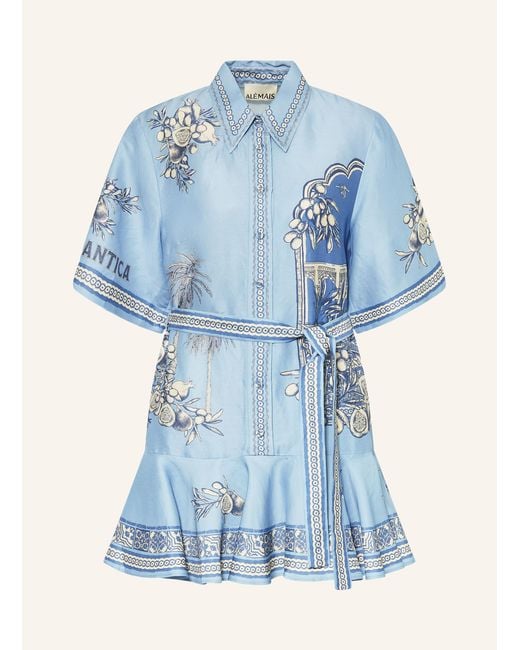 ALÉMAIS Blue Hemdblusenkleid VILLA ROMANTICA mit Leinen