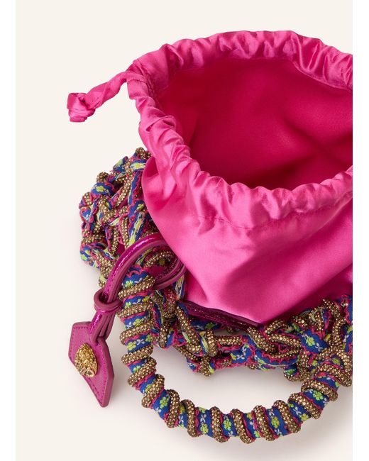 Kurt Geiger Pink Handtasche MACRAME SMALL mit Schmucksteinen