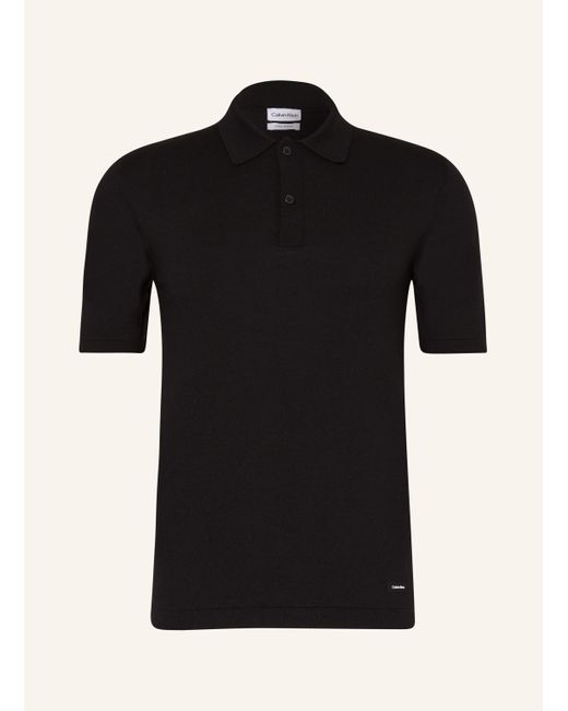 Calvin Klein Strick-Poloshirt in Black für Herren