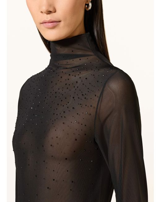 Marc Cain Black Longsleeve aus Mesh mit Schmucksteinen