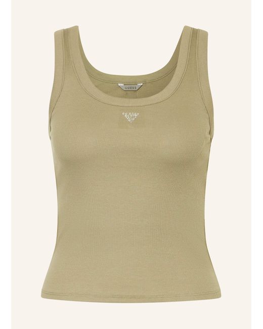 Guess Green Cropped-Top mit Schmucksteinen