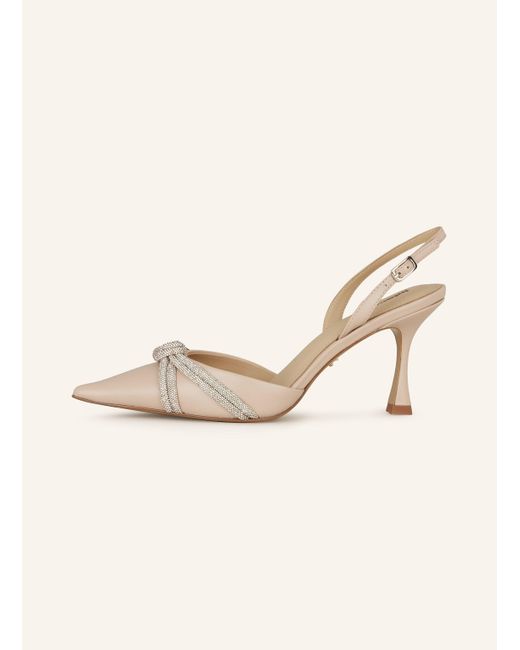 Lola Cruz Natural Slingpumps ALICE mit Schmucksteinen