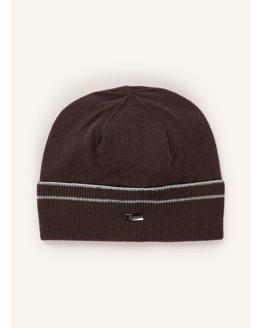 Herno Brown Mütze mit Glitzergarn