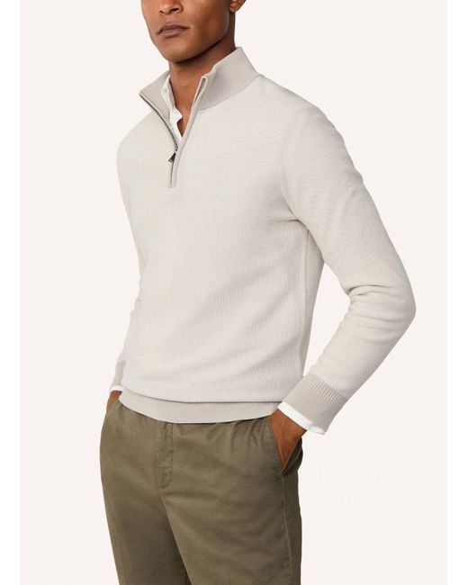 Hackett Pullover HONEYCOMB STITCH HZIP in White für Herren