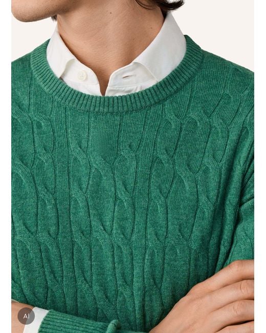 Hackett Pullover LAMBSWOOL CABLE CREW in Green für Herren