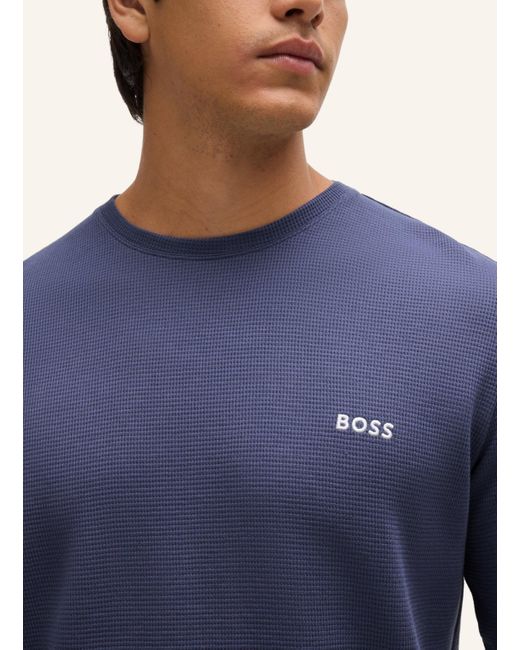 Boss Pyjama-Oberteil WAFFLE LS-SHIRT Regular Fit in Blue für Herren