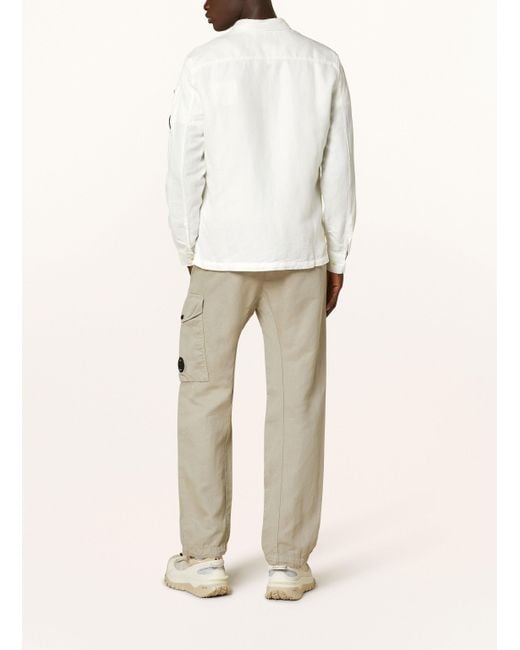 C P Company Overjacket LENS mit Leinen in Natural für Herren