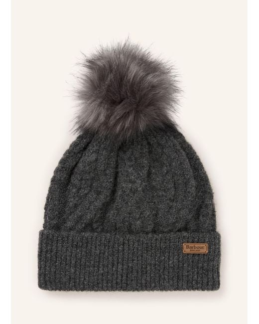 Barbour Gray Mütze ELSDON mit Kunstfell