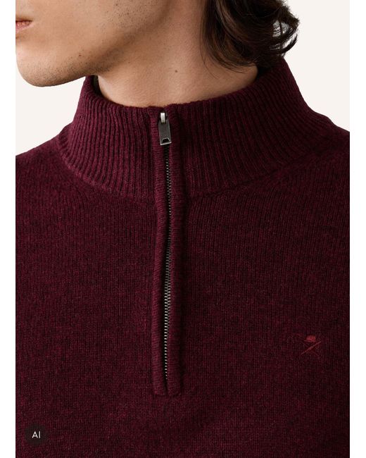 Hackett Pullover LAMBSWOOL HZIP in Red für Herren