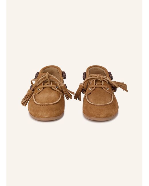 POSA Brown Bootsschuhe mit Schmuckperlen