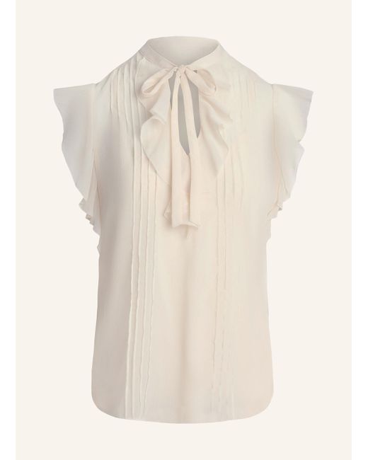 Ralph Lauren Natural Blusentop mit Schluppe und Volants