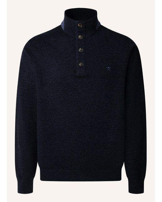 Hackett Pullover HBONE TRIM HBUTTON in Blue für Herren