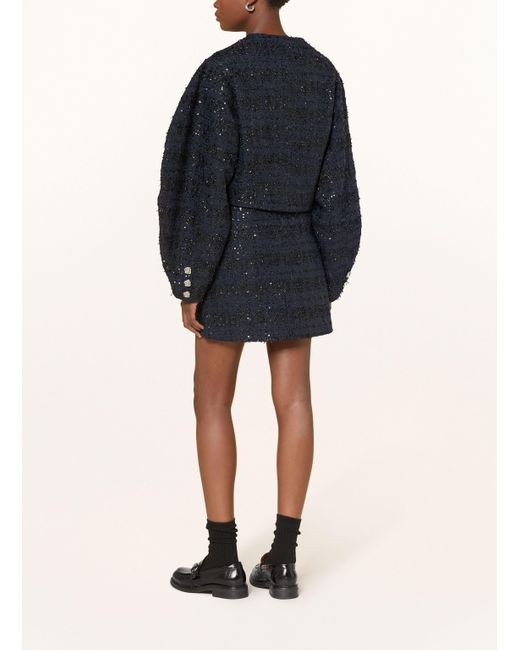 ROTATE BIRGER CHRISTENSEN Blue Bouclé-Rock mit Pailletten