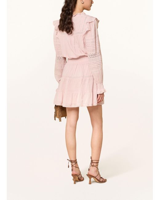 Neo Noir Pink Kleid ARAN mit Spitze und Rüschen