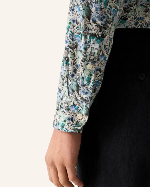 Eton of Sweden Leinenhemd mit Mosaikblütenmuster Slim Fit in Blue für Herren