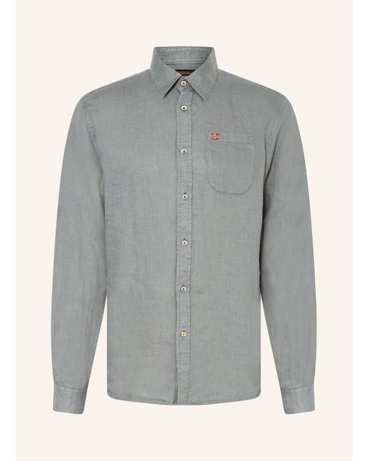 Napapijri Leinenhemd G-LINEN LS Regular Fit in Gray für Herren