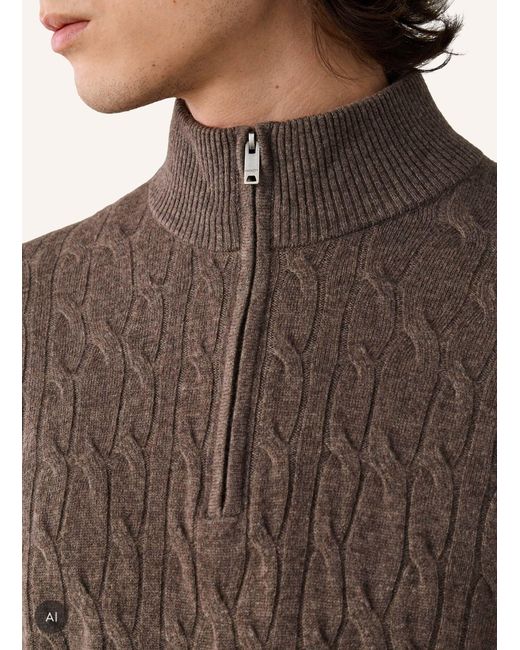 Hackett Pullover LAMBSWOOL CABLE HZIP in Brown für Herren