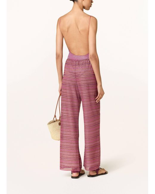 Oseree Pink Marlenehose SHINY STRIPES mit Glitzergarn